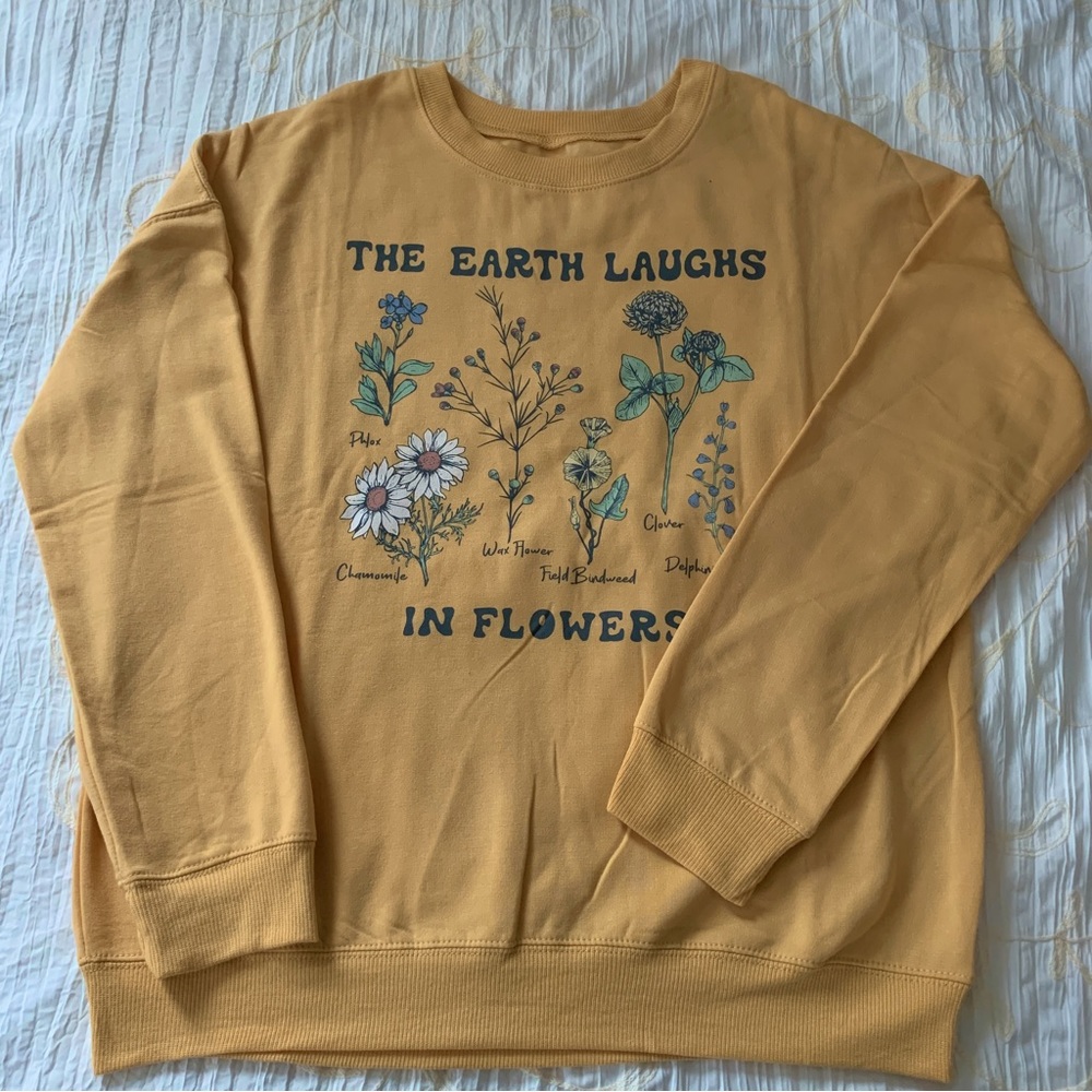 Womens Flower Crewneck Sweater